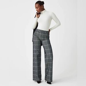 SPANX Perfect Pant Wide Leg - Classic Plaid M Petite 20677